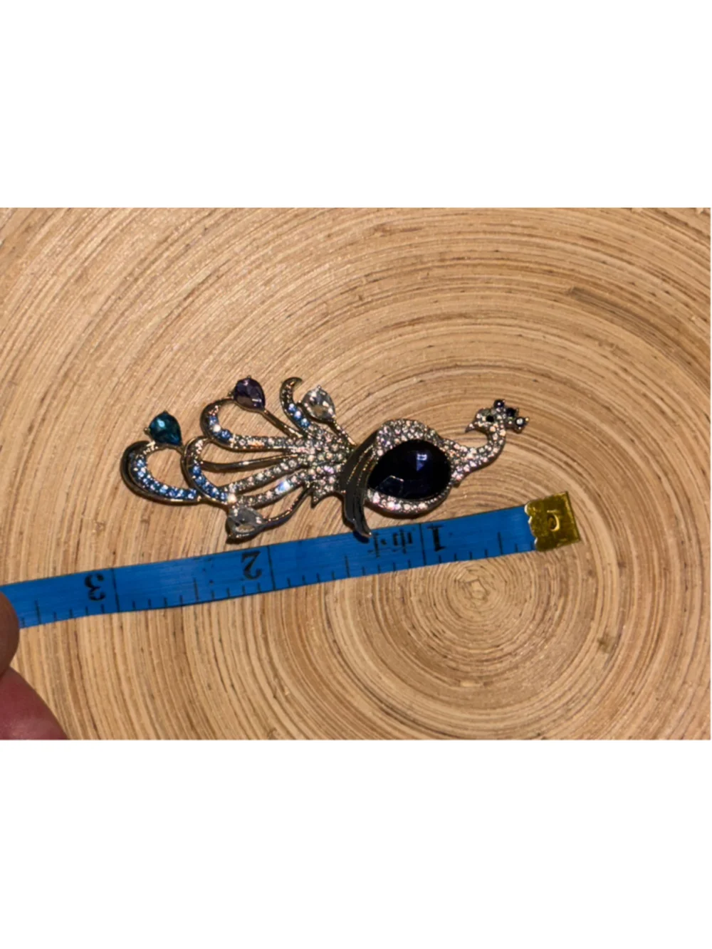 Women's Peacock Brooch Silver & Blue